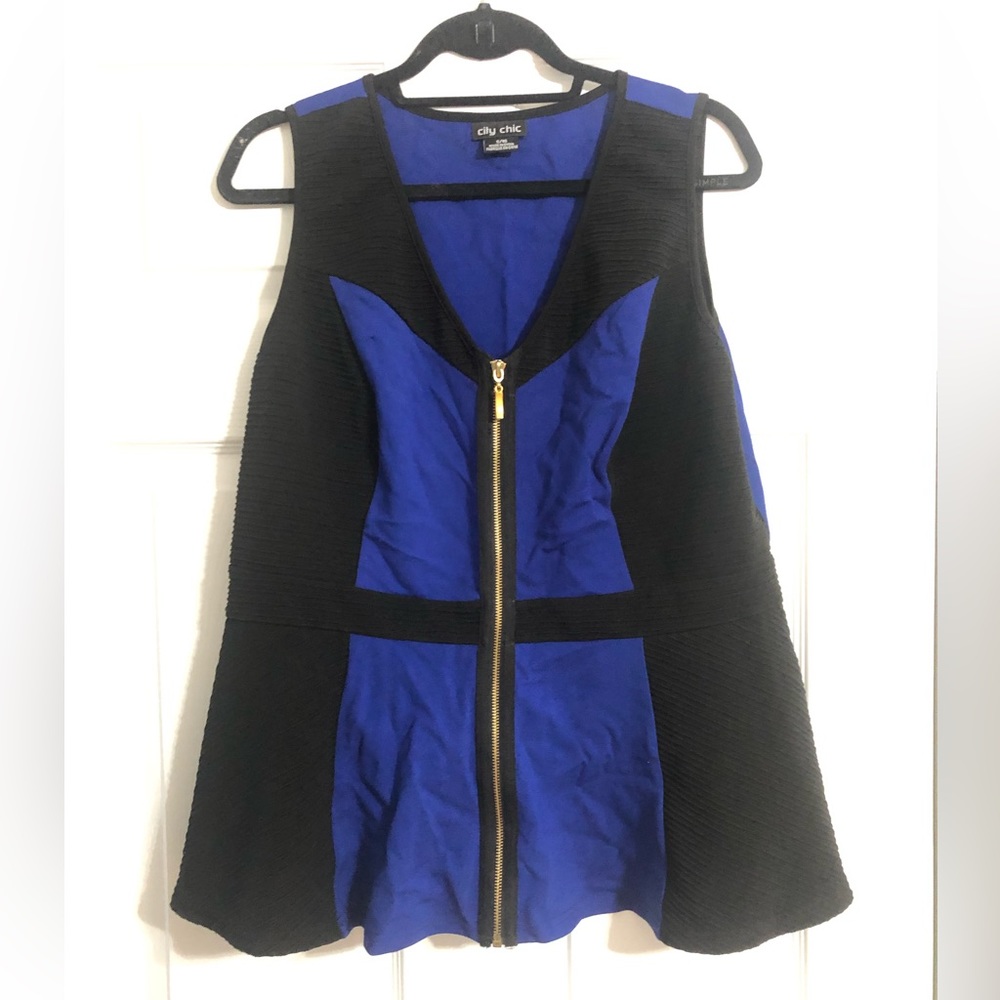 City Chic Blue and Black Peplum Top | 16